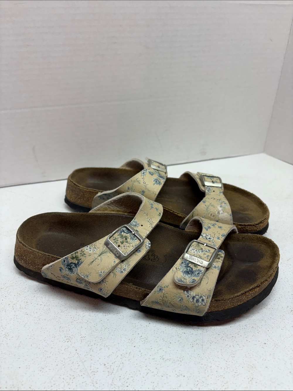 Birkenstock Kids Beige Floral Double-Buckle Sandals